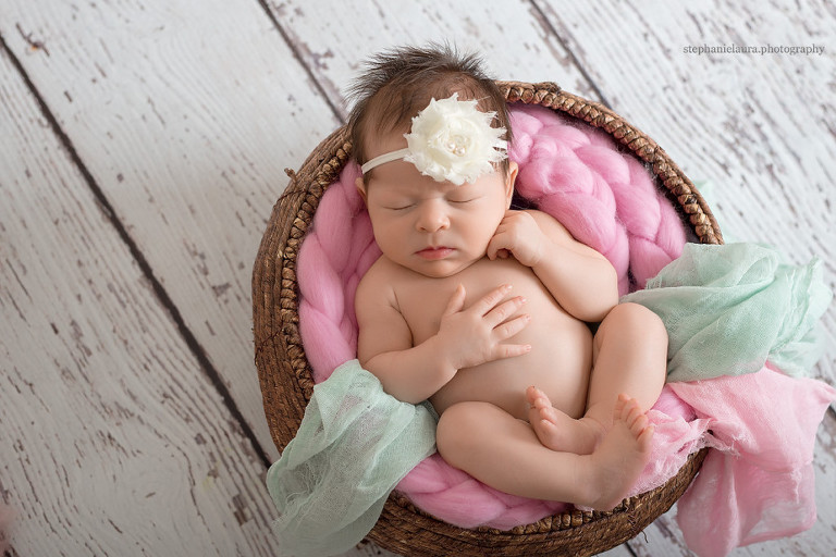 mint and pink newborn photography