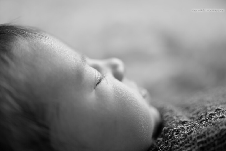 macro black and white newborn